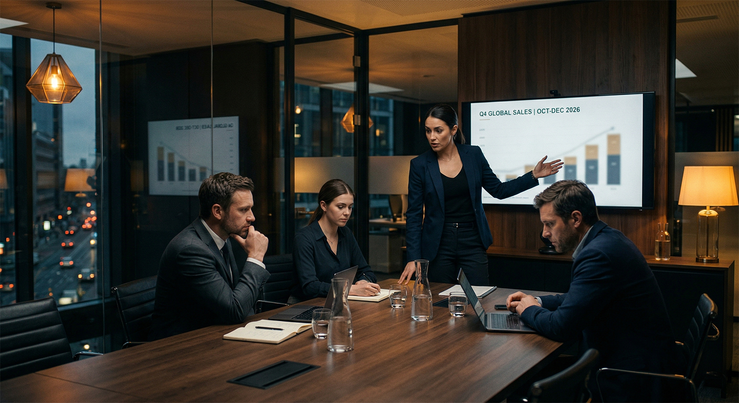 Sales strategy presentation in a modern Canadian office